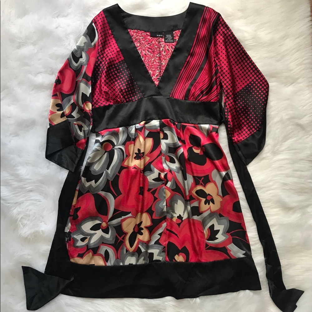 Mix It Kimono Tie Waist Tunic Dress